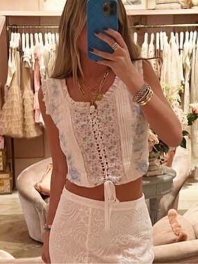Loveshackfancy Corvelle Cotton Bustier Size 0